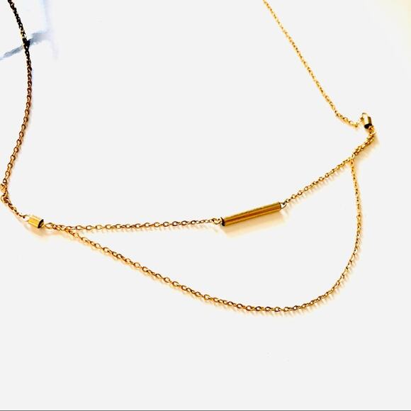 NEW NORDSTROM 18kt Gold Fill Chain Tube Charm Dainty Minimalist Necklace Jewelry - Picture 1 of 9